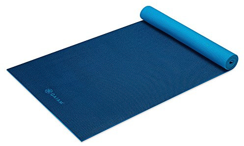 Gaiam einfarbige, wendbare Premium-Yogamatte, rutschfeste Trainings- und Fitnessmatte für alle Arten von Yoga, Pilates und Bodenübungen, 6 mm, Marineblau/blau (breiter und länger)