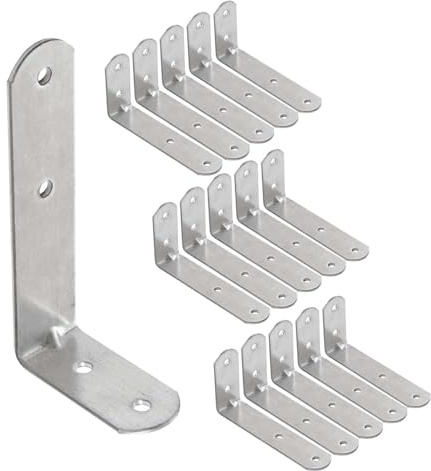 OMIDEAS 15 x Winkelverbinder (50 x 100 x 25) Winkel L Klammern Eckwinkel 90 Grad Lochwinkel Bauwinkel Holzverbinder Metallwinkel Möbel Stuhl Verbinder Verzinkt