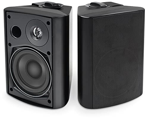 Herdio 5.25 Inches 300 Watts Outdoor Bluetooth Speakers with Superior Dome Tweeter ALL Weather Wired Wall Mount System,Black