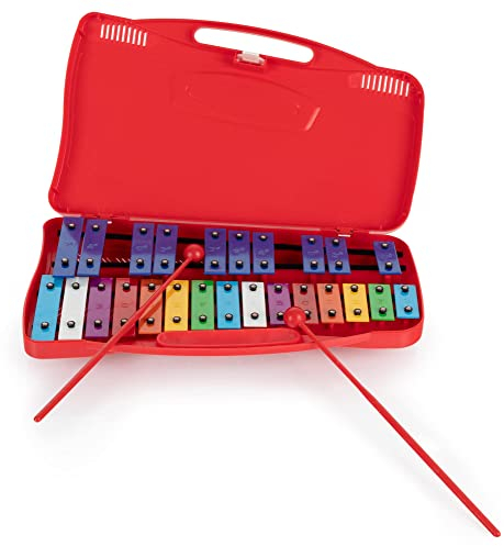 Classic Cantabile GSR-25 Sopran Glockenspiel - Kinder Xylophon mit 25 Tönen - Inklusive praktischem Tragekoffer und Schlägeln - Rot