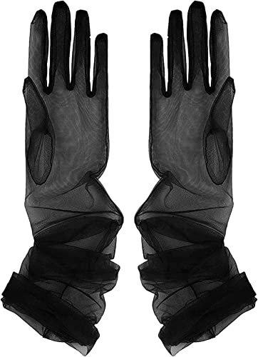 LeJulyeekay Elegante Spitzenhandschuhe für Damen und Mädchen – Hochzeits- & Brauthandschuhe für Abschlussball & Party Abendgarderobe, 1-schwarz, Einheitsgröße