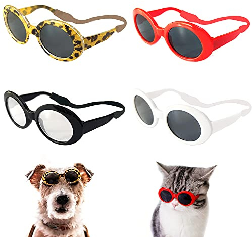 Pibupibu Retro Oval Small Dogs Cats Eye Wear Party Favors Pet Sunglasses Set Cute Funny Cosplay Dolls Costume Photo Props