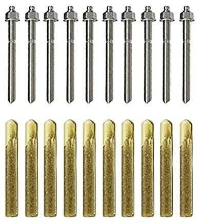 BATIFIX Verbundanker Set 10 Stück, Patrone + Ankerstange - Edelstahl A4 oder verzinkt I Styrolfrei Option 1 I Schwerlast-Anker I Schwerlast-dübel I Gewinde (Verzinkter Stahl, M10 x 130)