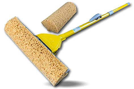 Kibros Balai épongeur avec Recharge essorage Levier 280 mm | Avec recharge éponge incluse, largeur lavage 280 mm, essorage levier, toutes surfaces sols intérieur extérieur.