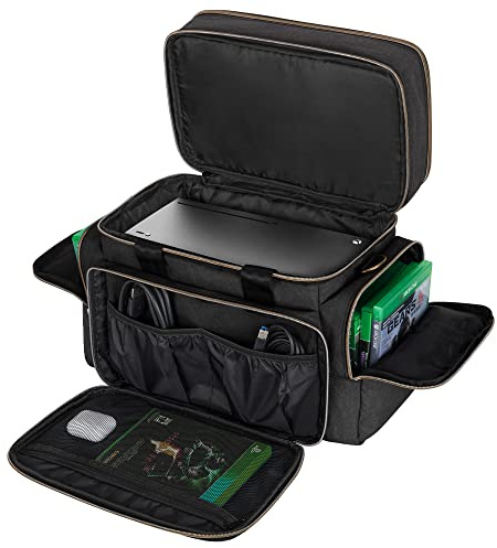 Trunab Console Travel Bag – Compatible with Xbox Series X, Carry Case | Multiple Pockets for Controllers, Games, Headset, Cables, HDD & More – Patented Design
