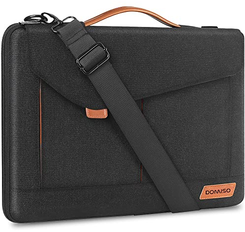 DOMISO 15-15.6 Zoll Laptop Tasche Wasserdicht Aktentasche Umhängetasche für ThinkPad L580/16 MacBook Pro/IdeaPad 320/Dell XPS 15/HP Envy x360/ASUS ROG Zephyrus/Acer Chromebook,Schwarz