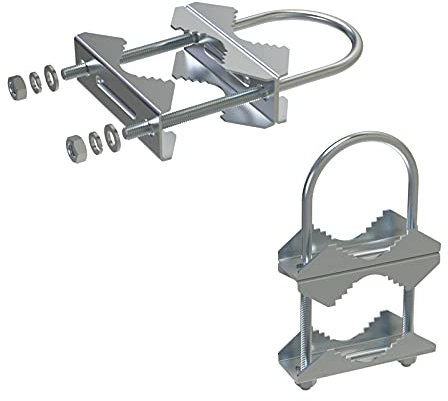 Aimeboost 2 PCS Stainless Steel Antenna Mount Clamp U-Bolt Mounting Hardware Antenna Mast Clamp V Jaw Bracket Accessories for TV CB Ham Outside Home Antenna Double Pipe-Mounting