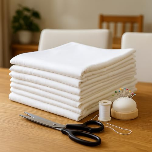 Stoffpaket Weiß 2 kg – Baumwolle Stoffreste Meterware ca. 10 m – Uni-Stoffe Batist Linon Cretonne – ideal für Nähen, Patchwork & Deko