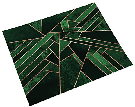 Manteles Individuales Verde Esmeralda Geométrico Mantel Individual Algodón y Lino Lavable Salvamanteles Individuales Resistente al Calor Bajoplatos Individuales Mesa Tapetes para Mesa 30x45cm 2 Pcs