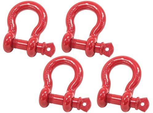 Mytee Products 1 Anchor Shackle Forged Carbon Steel w/Alloy Screw Pin WLL # 8.50 Tons (17,000 lbs) | Double Rust Protection Heavy Duty D Ring Shackle for Towing, Rigging & Vehicle Recovery (4 Pack)