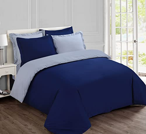 VISION Parure Copripiumino Reversibile 100% Cotone per Letto Matrimoniale – Beige Blu | 1 Copripiumino (200×200 cm) + 2 Federe (65×65 cm) | 57 Fili/cm² | Morbido e Confortevole | Oeko-Tex