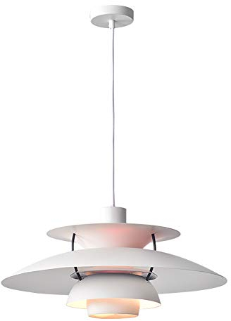 Salón Dormitorio Comedor Junto A La Cama Lámpara De Estudio,Nórdico Cabeza única Platillo Volante Candelabro,Lámparas Creativas,E27 Moderno Sencillo Estilo Industrial Candelabro-Blanco. 49 * 28cm