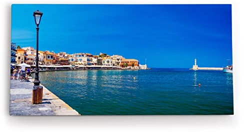 Paul Sinus Wandbild 120x60cm Chania Kreta Griechenland Meer Promenade Mittelmeer Sommer