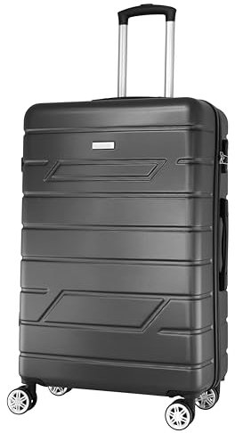 NOWI Bergamo Reisekoffer - Wasserabweisend, 8 Rollen 360° Drehbar, Teleskopgestänge, Voll gefütterter Innenraum (anthrazit, XL)
