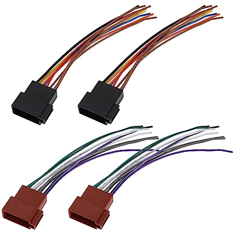 eMagTech 2 Sets 16 Pin to ISO Adapter Cable Socket Car Radio Plug Wire Harness Cable Replacement Connector Wiring Harness Loom Cable