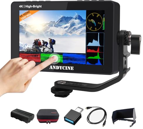 ANDYCINE A6 II 1600nits 5,5 Zoll Kamera Monitor Touchscreen Field DSLR Monitor 4K HDMI Eingang/Ausgang Full HD 1920x1080 IPS 3D-Lut Video Peaking Focus Assist
