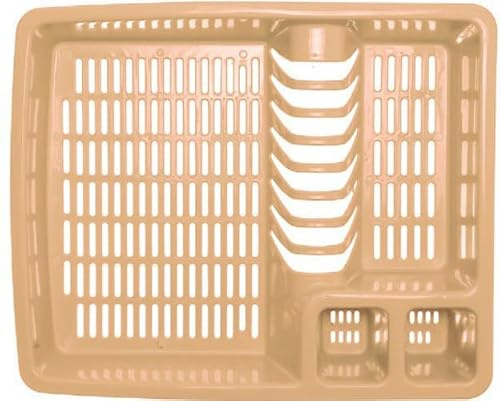 ECO Large Plastic Dish Drainer Rack | Heavy Duty Sturdy Dish Rack for Kitchen Countertop | Beige Dish Drainer for Efficient Kitchen Organization & Cutlery Placement (Beige)