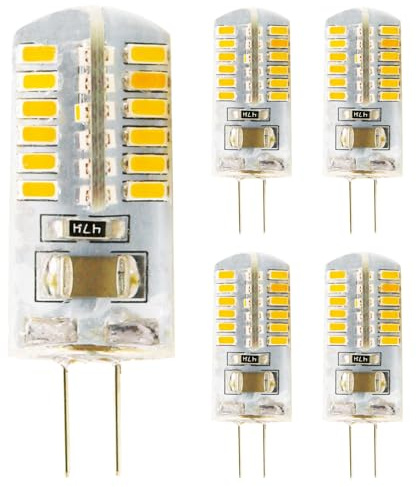 Chao Zan 4W LED Leuchtmittel, LED-Birnen für G4-Sockel, 360°Abstrahlwinkel Birnen, Kein Flackern Nicht Dimmbar, 220V AC (Warmweißes Licht, 5 Stück)