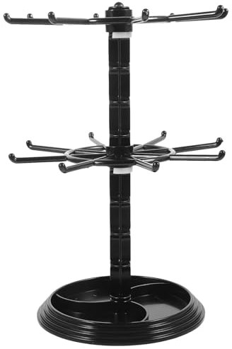 AOKWAWALIY Keychain Display Stand 2 Tier Necklace Holder Black Necklace Rack Rotating Jewelry Display Plastic Counter Jewelry Holder for Malls Dressing Table