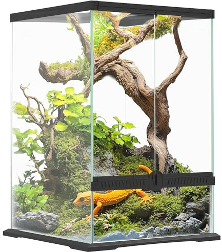 PawHut Glass Reptile Terrarium, 30 x 30 x 45cm 40L Vivarium for Lizards, Frogs, Snakes, Turtles, Tortoises, Stick Insect with Ventilation