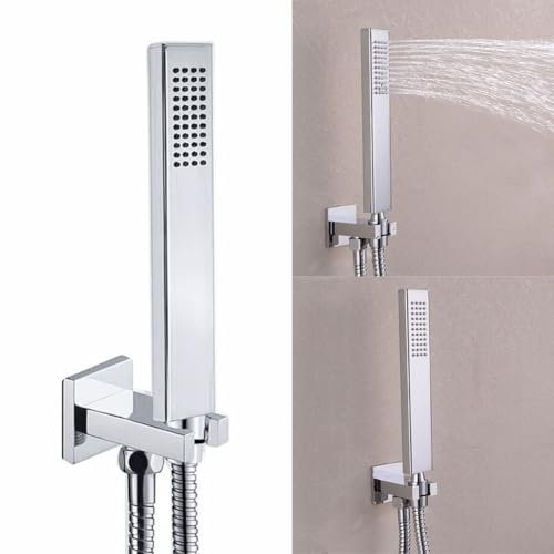 Pommeau de douche à double commande pour salle de bain, support mural, tuyau en acier inoxydable, finition chromée