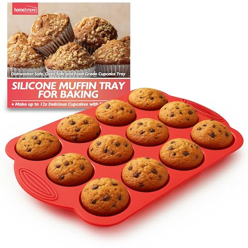 SOL 1pk Silicone Muffin Tray – 12 Cup Non-Stick Baking Mould for Cupcakes, Fairy Cakes, Mini Quiches & Bites – Flexible Bakeware for Oven Use, Easy Release & Quick Clean-Up