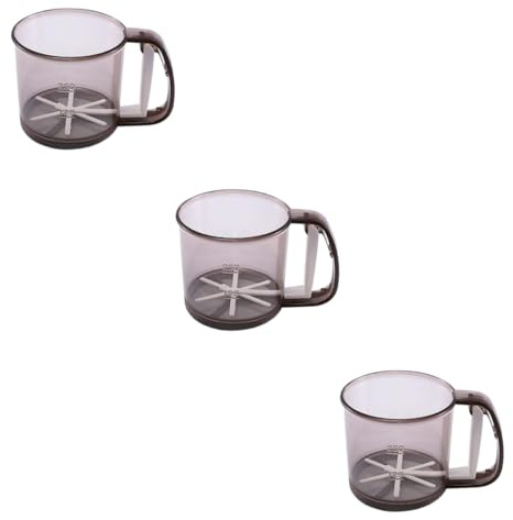 PRETYZOOM 3pcs Stainless Steel Flour Sifter Hand Crank Baking Sieve for Bread Fine Mesh Sifter for Flour