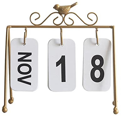 OFFSCH Eiserner Tischkalender Mit Kreativem Vogelmotiv Ewiger Kalender Flip-design Stabiles Metallgestell Dekoratives Stilvolles Accessoire Für Schreibtisch Büro Wohnzimmer Geschenkidee