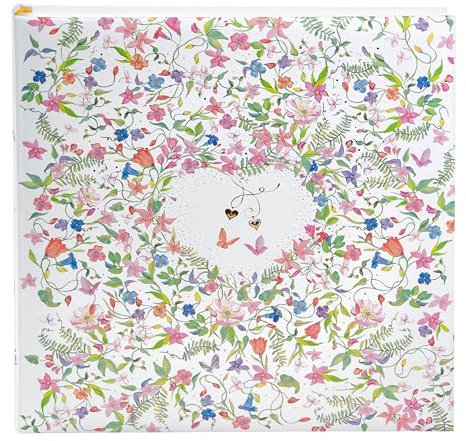 goldbuch 08 035 Hochzeitsalbum Charming Heart, Fotoalbum mit 60 weißen Seiten und Pergamin-Trennblättern, Erinnerungsalbum mit Blumenmuster mit Herz, Photo Album für Liebespaare, ca. 30 x 31 x 4 cm