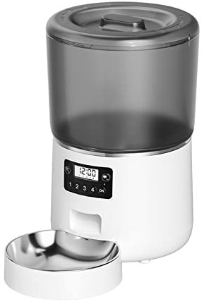 SOFTTO Automatic Feeders 4L Automatic Pet Feeder Cat And Dog Smart Food Dispenser With Timing Recording Function To Prevent Food Stuck for dogs and cats(Bianco)