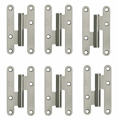AZERODESIGN-Bisagras Puertas Madera-Bisagras para Puertas-Pernio Bisagra-Material Acero-Pack 6 Unidades-Sin Remate-Medidas100x57mm-Cantos Redondo (CROMO MATE, DERECHA)