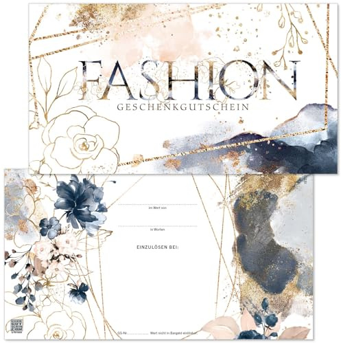 GESCHENKGUTSCHEINcom - 100 Blanko Gutscheine - Formular mit Vordruck für Boutiquen Textilwaren Fashion Schneiderei FA1272-100-V1