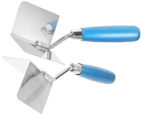 HOLIDYOYO 2 Pezzi Cazzuola Angolare in Acciaio Inox, Impugnatura Ergonomica, Utensile per Angoli Interni ed Esterni, per Stuccatura e Ristrutturazioni