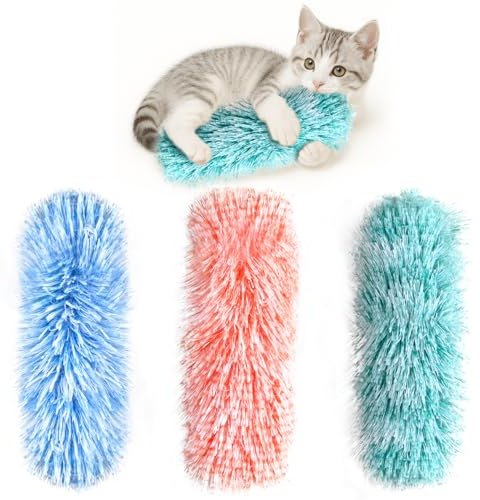 Petinstinct 3 Pack Cat Pillow Toys with Catnip, Soft Plush Crinkle Cat Kicker Toys, Interactive Indoor Kitten Chew Toys for Kitty Exercise, Catnip Toys, Promotes Self Play