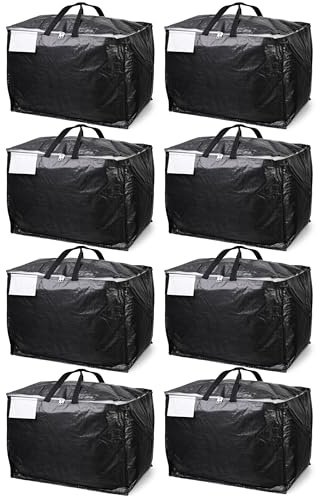 Moving & Storage Bags – HEAVY DUTY 100L - PREMIUM Grade, Reusable Zippered Tote for Moving House, Clothes Storage, Camping, Attic & More – Industrial Strength Laundry & Utility Bag (8 Bags)