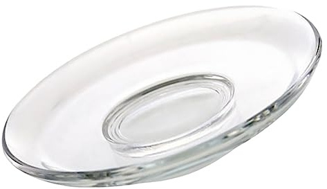 VALICLUD Plato de Vidrio Transparente Redondo Posavasos para Taza de Té Resistente y Práctico para Hogar Bar y Restaurante Diseño para Proteger Superficies Reutilizable