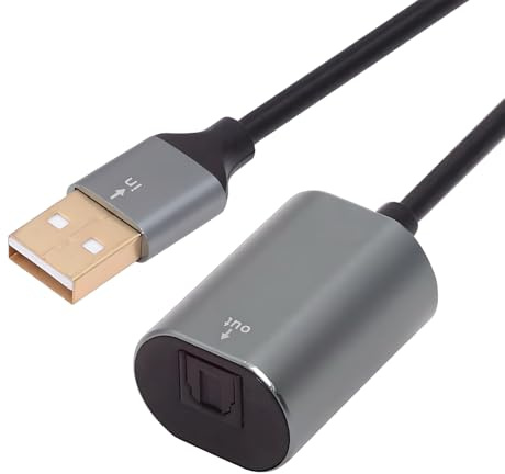 NFHK Cable adaptador tipo A a SPDIF Toslink óptico, conector de audio USB 2.0 macho a interfaz de audio de fibra óptica digital hembra para ordenador portátil (20 cm)