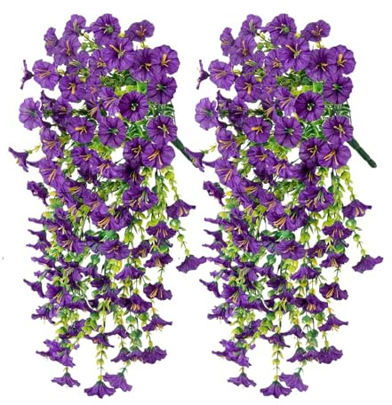 Artificiell petunia | Konstgjorda växter i konstverk, väderbeständiga blommor eviga växter för trädgårdsplanterare kruka gångväg uteplats fönsterlåda