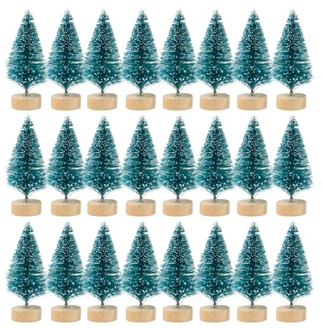 24 Stück Grün Mini Weihnachts Baum, Mini Künstlich Miniatur Tannenbaum, Klein Künstlicher Flaschenbürste Weihnachtsbaum, Weihnachtsbaum Deko, Klein Weihnachtsdeko für Tischdeko, DIY, Schaufenster