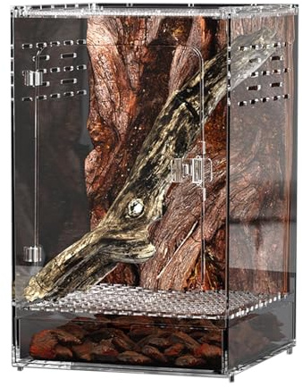 Acryl Terrarium für Gottesanbeterinnen – Transparentes Sprungspinnen-Gehäuse mit Belüftung | Zuchtbox für Mantiden, Reptilien, Geckos, Skorpione & kleine Tiere | In 2 Größen erhältlich
