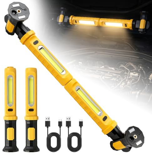 Sockywin LED Arbeitsleuchte 2000lm, Akku-Werkstattlampe mit Magnet & 360° Haken, USB-C Aufladbar, 350° Schwenkbar, Robuste Inspektionsleuchte für Auto, Garage, Camping, Baustelle