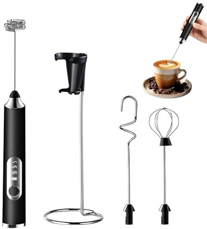 Batidora Eléctrica de Manual, Herramienta Ajustable de Acero Inoxidable de 3 Velocidades, Batidor Eléctrico de Mano para Bebidas, para Cappuccino, Chocolate Caliente, Salsas, Aderezos, Entusiastas, Af