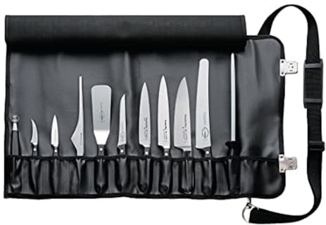 F. DICK Rolltasche inkl. Messer 11-teilig (inkl. Küchenmesser + Fruchtausstecher/Fleischgabel, Tasche in Lederoptik, mit Tragegurt) 81063000