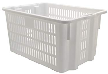 Mobil Plastic cesta per pane - cassa traforata in plastica per alimenti sovrapponibile e impilabile 65 litri con manici - colore bianco neutro