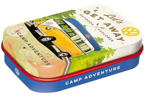 Nostalgic-Art Retro Pillendose, VW Bulli – Let's Get Away | Original Volkswagen Lizenzprodukt (OLP), mit Pfefferminz-Dragees, Vintage Design, Geschenk-Idee für VW Bus Fans