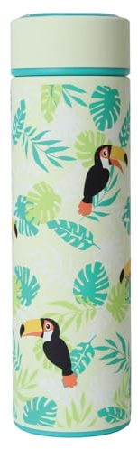 Irisana - Botella para Infusiones con Filtro - 500 ml - En Verde y Tucán - 7,5 x 7,5 x 25 cm - Termo para Infusión o Mate - Tapa y Filtro - Modelo Bbo