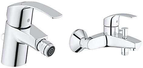 Grohe Eurosmart Miscelatore monocomando per bidet Taglia S + Grohe Eurosmart Miscelatore Monocomando per Vasca/Doccia, senza Manopola Doccia, Cromo, 33300002