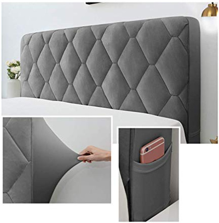 WYJHNL Bettbezug, Bett-Kopfteil-Schutz, Modern, Grau, Einfarbig, Staubdicht, Stretch-Passform, 200cm(79inch), fr Kopfteil 140,160,180,200