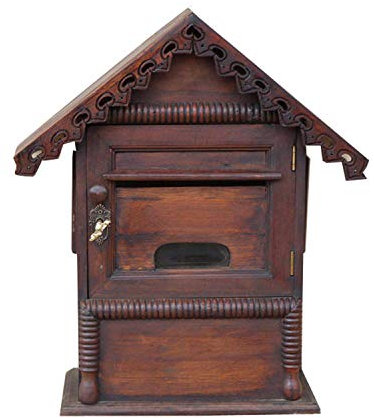XBSLJ Cassetta della Posta Cassetta Postale in Legno massello intagliata a Mano, Cassetta delle Lettere a Muro con Serratura e Chiavi, Artigianato Shabby Vintage