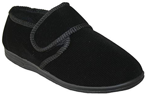 footloose.shoes Diabetic Orthopedic Men's Easy Close Wide-Fitting Touch Close Bar-strap Shoe Slippers Sizes 6-14 (Black Zac, UK Footwear Size System, Adult, Men, Numeric, Wide, 7)